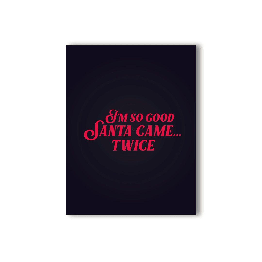 Playful and bold Christmas card with a black background and &