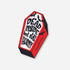 Red and black coffin-shaped matte sticker with bats and "Dead Inside But Still Horny" text, gothic humor.
