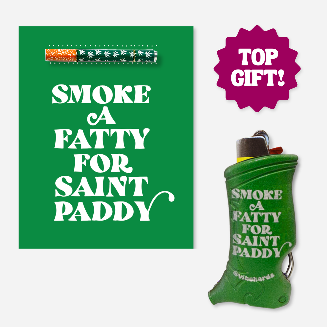 Green lighter with text &