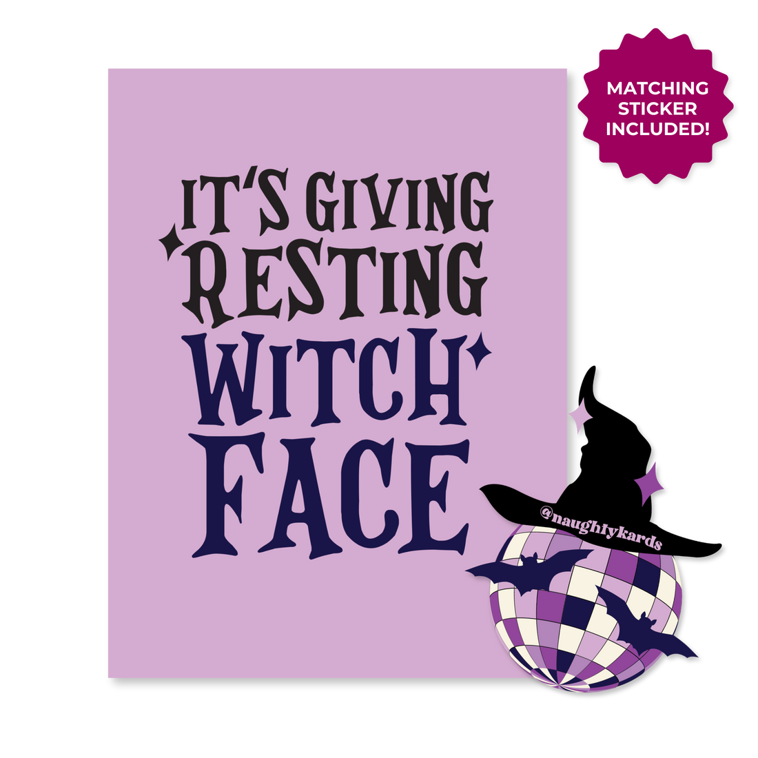 Naughty Halloween Greeting Card w/Matching Sticker (New 2024)