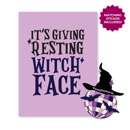 Naughty Halloween Greeting Card w/Matching Sticker (New 2024)