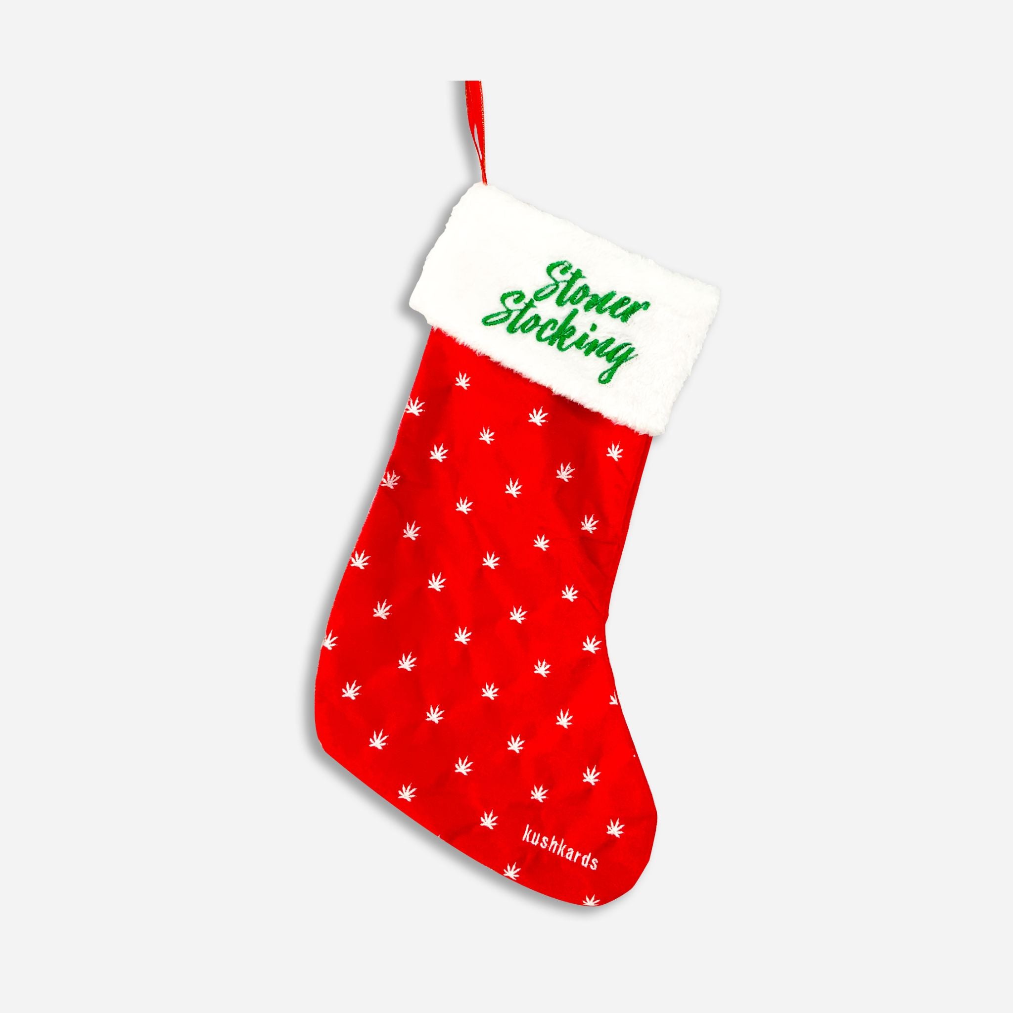 ed Velvet Stoner Stocking: &quot;Velvet red stocking embroidered with &
