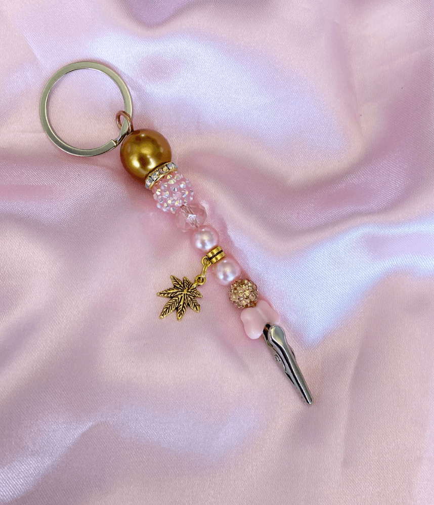 PINK AND GOLD HANDMADE ROACH CLIP 