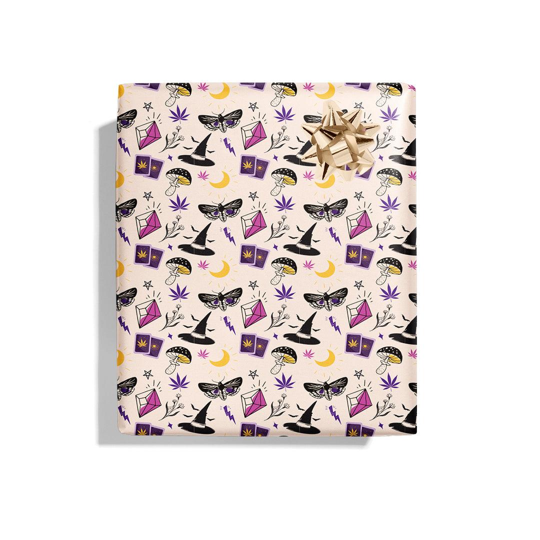 Crystal Ball Wrapping Paper with 3 sheets per roll at 22&quot; x 29&quot; wide with a witch hat print 
