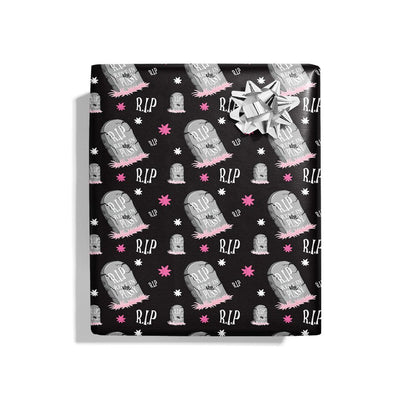 RIP halloween Wrapping Paper - KushKards 22&quot; x 29&quot; wide and has 3 sheets per roll with Rest In Pussy Grave Print