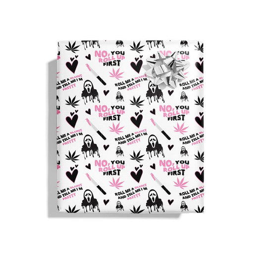 Scream halloween Wrapping Paper - KushKards 22" x 29" wide and has 3 sheets per roll with scream movie pattern 