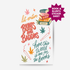 A book-themed sticker sheet or print featuring the phrase &