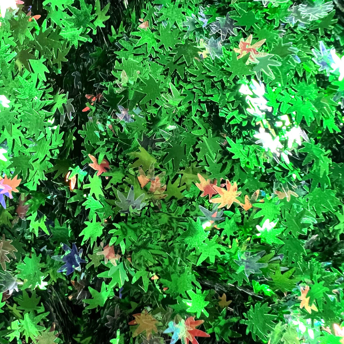 Closeup Detail of Green Pot Leaf Confetti