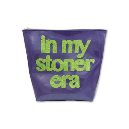 Purple TRAVEL BAG with green text &