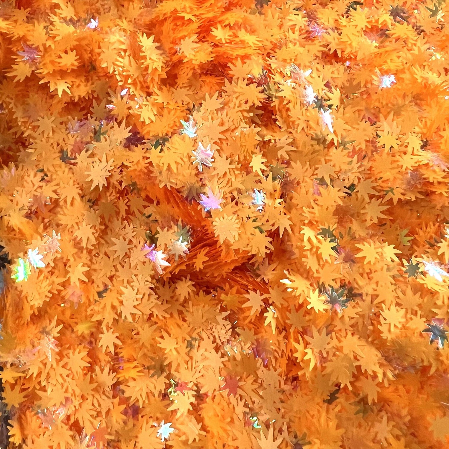 Closeup detail of the Orange Pot Leaf Confetti