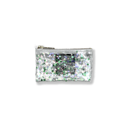 Iridescent White Pot Leaf Confetti Glitter Keychain Klutch