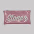 A pink glittery zippered pouch with the word &