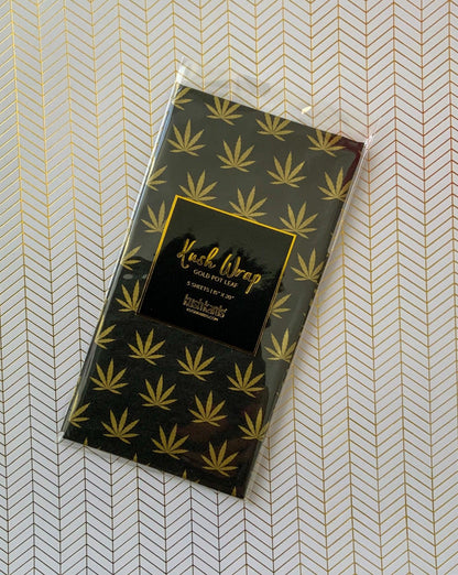 Black &amp; Gold Pot Leaf Print Gift Bag &amp; Tissue Gift Wrap - KushKards