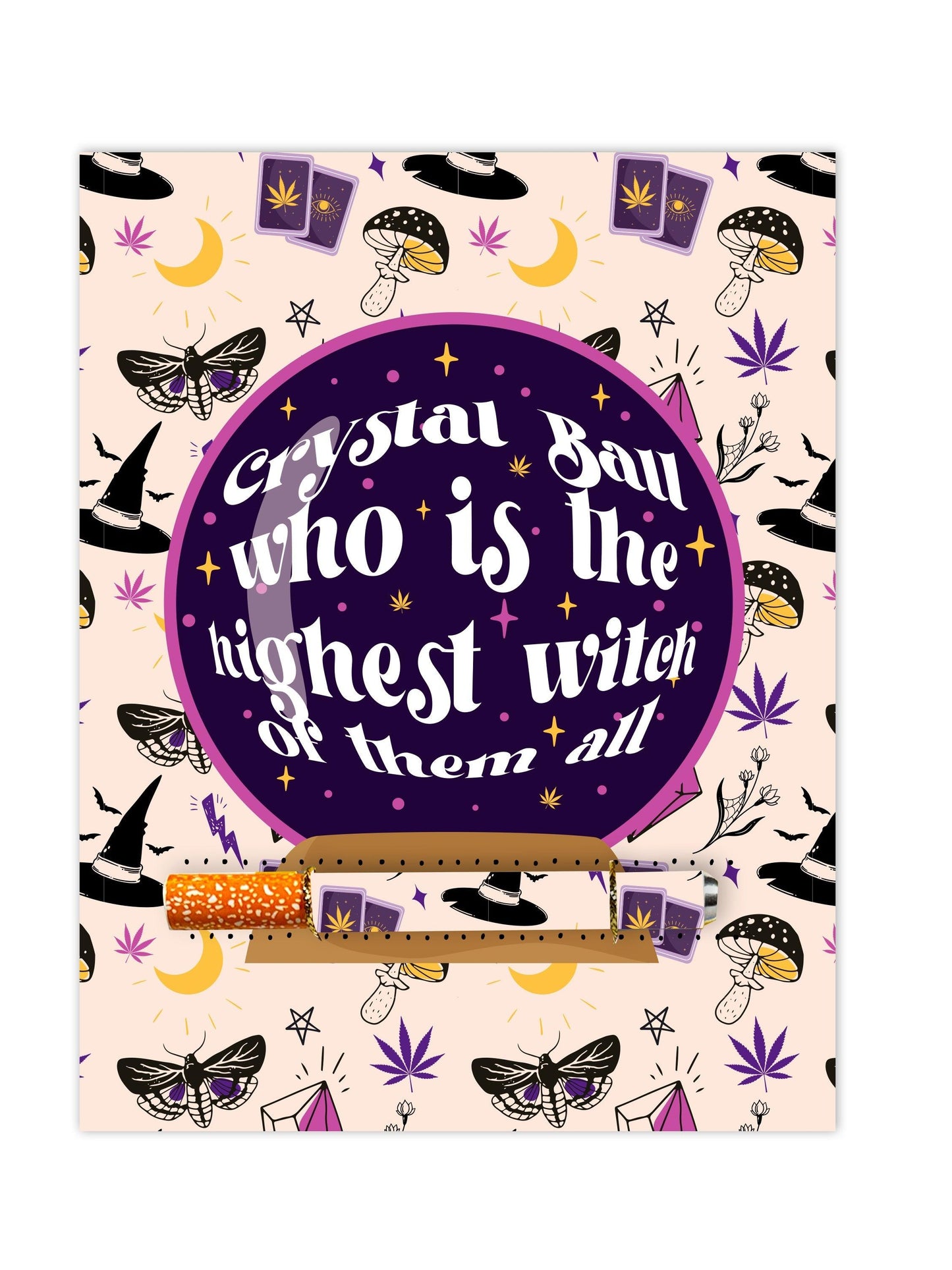 🔮 Crystal Ball Highest Witch Cannabis Greeting Card - KushKards