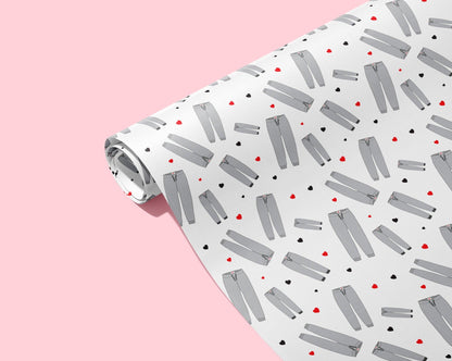 💌 Grey Sweatpants Naughty Wrapping Paper -  KushKards 22&quot; x 29&quot; wide and has 3 sheets per roll with grey sweatpants and heart pattern