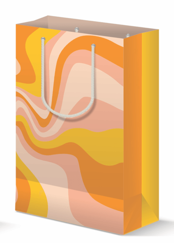 Orange Ombre Swirl Retro Large Gift Bag - KushKards