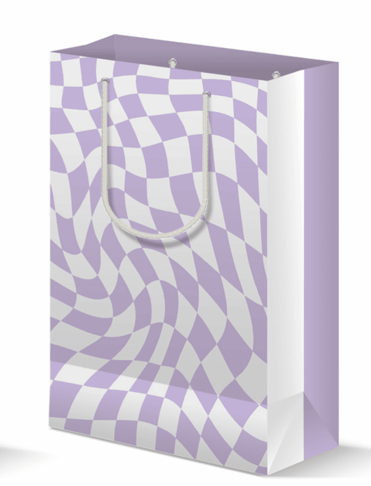 Purple and White Retro Large Gift Bag - KushKards