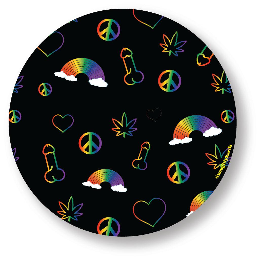 Rainbow Penis Naughty Sticker - KushKards